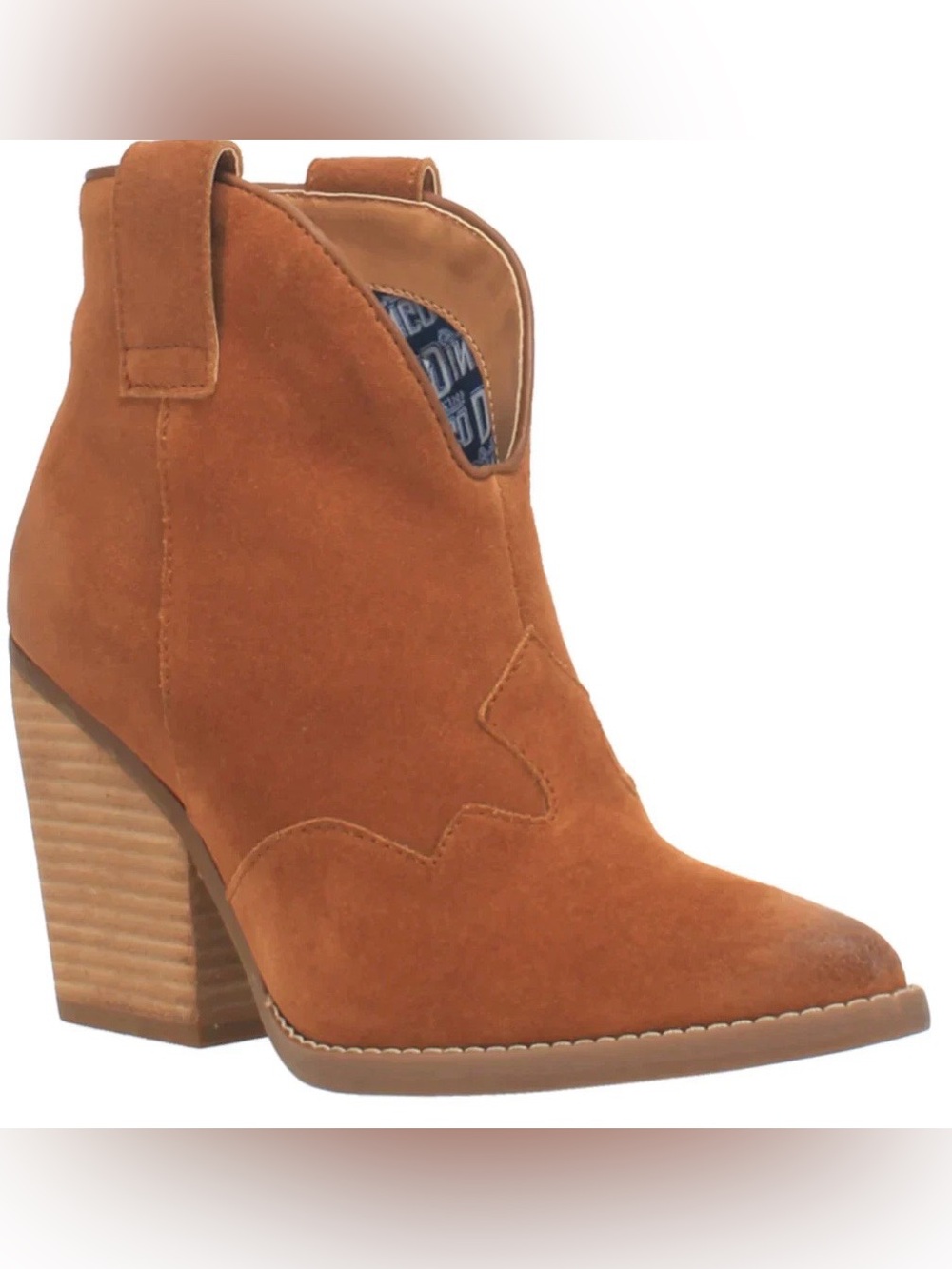 dingo Tan Suede Western Ankle Boots - Picture 4 of 16